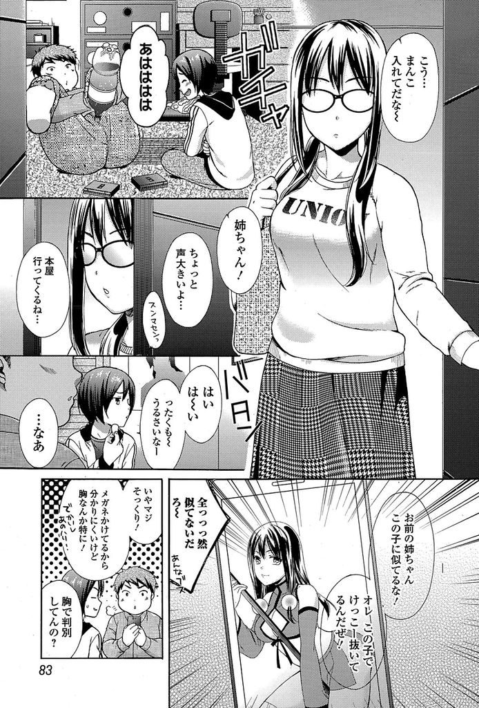 【エロ漫画】(1/2話)巨乳だが地味な見た目のお姉ちゃん…実は有名な人気コスプレイヤーで自分のコスプレ姿を見て勃起した弟のペニスを見て押し倒し近親相姦セックスをする【大貫まくり:こすあね＋ぷれい。】