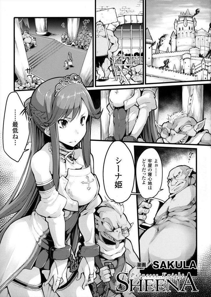 【エロ漫画】国民を人質に取られ魔物に犯される巨乳のお姫様...浣腸され漏れそうになりながら中出しアナルセックスでアへ堕ち【SAKULA:Princess Knight SHEENA】