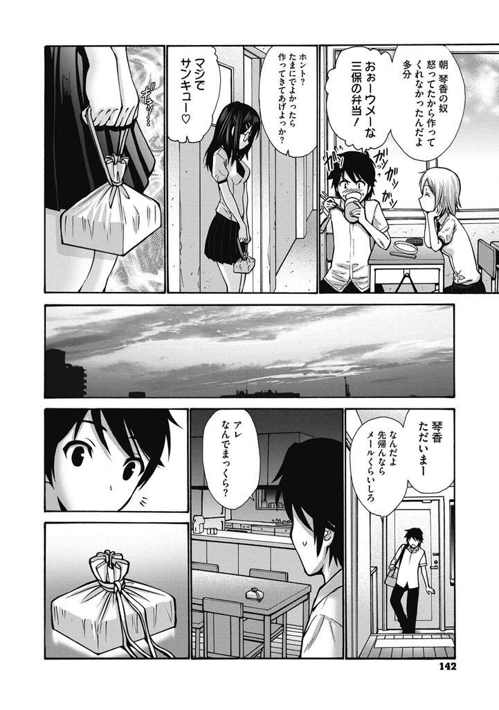 【エロ漫画】ブラコンな事を隠して兄と接する世話焼きなJKの妹…気持ちに気付いてた兄にキスされ処女なのに大声をあげて激しいいちゃラブ中出しセックス【西川康:妹の手作り】