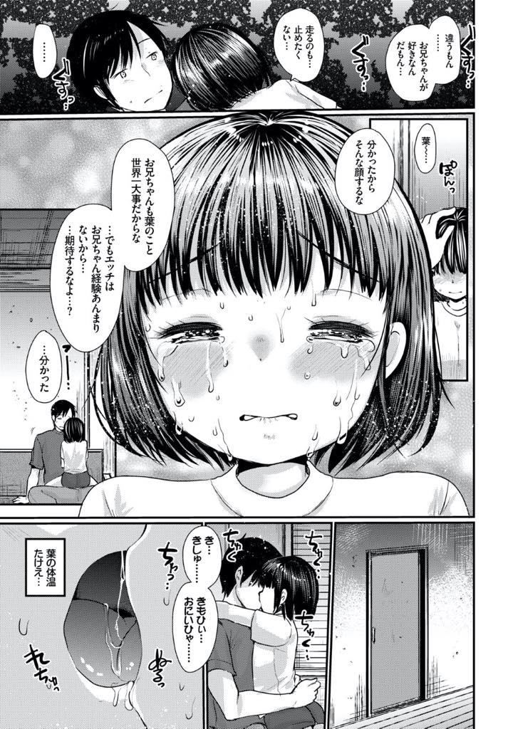 【エロ漫画】痴漢にレイプされそうになったので消毒してと兄にHのおねだりする妹…成長途中の妹のおっぱいを吸い手マンで何度もアクメに達したオマンコに挿入し一緒にイッちゃう【いちこ：チャレンジ】